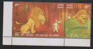 India  MNH 2001, Panchantra Fables / Stories, Se-tenent Pair, Lion, Rabbit, Animals - Ungebraucht