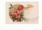 Carte 1915 PAPILLON SUR ROSES "joyeux Anniversaire" - Papillons