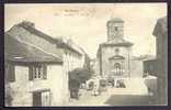 CPA  ANCIENNE- FRANCE- ALBAN (81)- L'EGLISE ET LA PLACE AVEC BELLE ANIMATION- ATTELAGES- - Alban