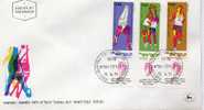 ISRAEL : F.D.C N°445/47 Avec TABS  - SPORTS : Course à Pied - Basket - Gymnastique (anneaux) - FDC