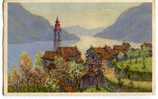 CARTOLINA FORMATO PICCOLO RONCO SOPRA ASCONA CANTON TICINO SVIZZERA TESSIN ILLUSTRATORE ZUPPINGER - Ascona