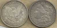 UNITED STATES USA $1 EAGLE BIRD FRONT  MORGAN HEAD BACK 1884  F+ SILVER  READ DESCRIPTION CAREFULLY !!! - 1878-1921: Morgan