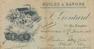 B Du R -  MARSEILLE  PRADO -  FACTURE -  HUILES & SAVONS : Prop : J. GONTARD -  27 NOV.1908  (entete Different ) - Fatture