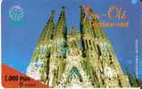 TARJETA DE ESPAÑA DE FON-OLE DE LA SAGRADA FAMILIA DE 1000 PTAS- 6 EUROS (GAUDI) - Sonstige & Ohne Zuordnung