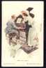 HARRISON FISHER Signed   "MUSIC HATH CHARMS"    Old Postcard 1915. - Fisher, Harrison