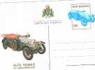 SAN MARINO -  SASS.47 CARTOLINA  POSTALE -  1985 75^ ANNIV.  ALFA ROMEO (ALFA 24 HP 1910) -  NUOVA ** - RIF.10007 - Postwaardestukken