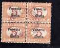 VENEZIA GIULIA 1918 SEGNATASSE POSTAGE DUE TASSE TAXES CENT. 5 C USATO USED OBLITERE' QUARTINA BLOCK - Venezia Giulia