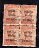 VENEZIA GIULIA 1919 SOPRASTAMPATO D´ITALIA ITALY OVERPRINTED NUOVO VALORE HELLER 20 H SU 20 C QUARTINA BLOCK USATO USED - Vénétie Julienne