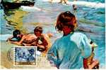 Spain / Espagne, Carte Maximum Card MC FD Sorolla Painting "Children At The Beach" 1964 - Tarjetas Máxima