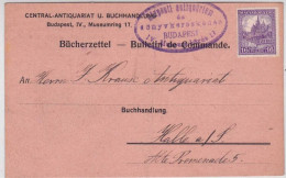 HONGRIE - 1929 - SEUL Sur CARTE POSTALE COMMERCIALE De BUDAPEST Pour HALLE - TIMBRE Non OBLITERE - Cartas & Documentos