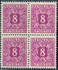 Denmark 1937-55. 8 øre - Block Of 4 Stamps - Impuestos