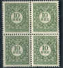 Denmark 1926 - Stamp Jubilee 10 øre In Block Of 4 - Ongebruikt