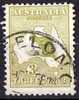Australia 1913 3d Olive Kangaroo 1st Watermark Used - Actual Stamp -  SG 5 - Geelong - Gebruikt