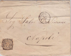 SARDEGNA - 1862 - SASSONE N°20 SEUL Sur LETTRE De GENOVA Pour NAPOLI - COTE 2004 = 190 EUROS - Sardinië