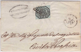 STATO PONTIFICIO - 1859 - SASSONE N°7 SEUL Sur LETTRE De ROMA Pour CIVITA VECCHIA - COTE 2004 = 235 EUROS - Etats Pontificaux