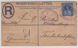 GB - 1893 - ENTIER ENVELOPPE RECOMMANDEE De LONDON Pour TAUBERBISCHOFSHEIM (ALLEMAGNE) - Brieven En Documenten