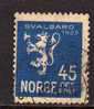 NORVEGE Norway Norwegen 1925 Svalbard Yv 111 Obl - Gebruikt