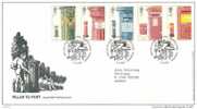 Great Britain 8.10.2002 Pillar To Post - Letterboxes 150 Years Anniv, Mi 2053-2057 FDC - 2001-2010 Em. Décimales