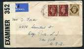 Great Britain 1941 Cover Sent To USA Censored - Revenue Stamps