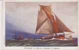 CPSM 9X14 . BATEAUX .Ligue Maritime & Coloniale  Illust . L. HAFFNER .CHALUTIER A VOILE ET CHALUTIER A VAPEUR - Visvangst