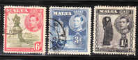 Malta 1938-43 KG Def 3v Used - Malta (...-1964)