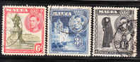 Malta 1938-43 KG Def 3v Used - Malta (...-1964)