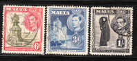 Malta 1938-43 KG Def 3v Used - Malte (...-1964)