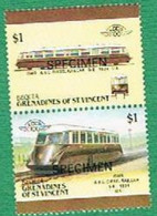 GRENADINES DI ST. VINCENT / BEQUIA  - 1984 TRENI (TRAINS) SPECIMEN   - NUOVI (MINT)** IN DITTICO - St.Vincent Und Die Grenadinen