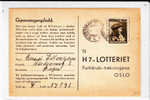 NORGE - 1946 - SEUL Sur CARTE POSTALE De LOTTERIE De BERGEN Pour OSLO - Lettres & Documents