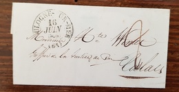 FRANCE CURSIVE Boulogne Sur Mer 16 Juin 1840 Pour Calais. Cachet Arrivée Au Dos - 1801-1848: Precursori XIX