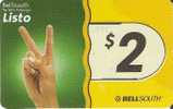 TARJETA DE ECUADOR DE BELLSOUTH DE 2$ DEDOS COLOR AMARILLO - Equateur