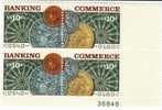 #1577-78  Plate #Block Of 4, Banking And Commerce Issue, 10-cent Stamp, Coin Money Theme - Numero Di Lastre