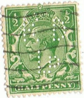 Timbre Anglais  Half Penny   Perforé - Perfins