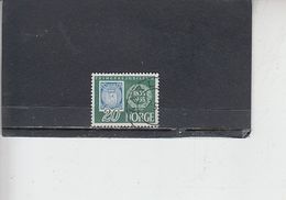 NORVEGIA  1955 - Yvert  355° - Centenario Francobollo - Usados
