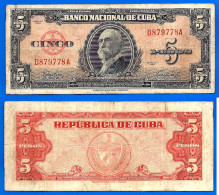 Cuba 5 Pesos 1949 Serie D Maximo Gomez Kuba Peso Centavos Centavo Caraibe Skrill Paypal Bitcoin OK! - Cuba