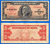 Cuba 5 Pesos 1949 Serie E Maximo Gomez Kuba Peso Centavos Centavo Caraibe Skrill Paypal Bitcoin OK! - Cuba