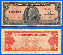 Cuba 5 Pesos 1949 Serie E Maximo Gomez Kuba Peso Centavos Centavo Caraibe Skrill Paypal Bitcoin OK! - Kuba