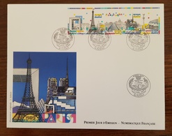 FRANCE Yvert N° 2579/83 Bande Complète "panorama De Paris" FDC, Enveloppe 1er Jour. Parfait - 1990-1999