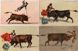 Course De Taureaux - 4 CPA Illustrees - Scenes De Corrida  (25086) - Bull