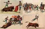 Course De Taureaux - 4 CPA Illustrees - Scenes De Corrida  (25089) - Bull