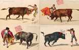 Course De Taureaux - 4 CPA Illustrees - Scenes De Corrida  (25090) - Bull