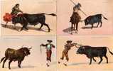 Course De Taureaux - 4 CPA Illustrees - Scenes De Corrida  (25092) - Bull