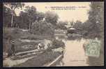 CPA  ANCIENNE- FRANCE- VERRIERES-LE-BUISSON (91)- LE PARC- UNE ALLEE AU BORD DU LAC AVEC ANIMATION- CHIENS - Verrieres Le Buisson