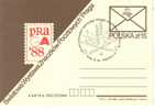 POLONIA ENTERO POSTAL CON MAT DEL MISMO TEMA HOCKEY DE 1988 DEPORTE - Jockey (sobre Hierba)