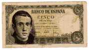 BILLET ESPAGNE - REGENCE DE FRANCO - P.140 - 16/08/51 -  JAIME BALMES - 5 PESETAS - 5 Peseten