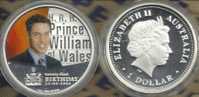 AUSTRALIA $1 PRINCE WILLIAM BIRTHDAY 2003 COLOURED QEII BACK SILVER 1Oz PROOF READ DESCRIPTION CAREFULLY!! - Mint Sets & Proof Sets
