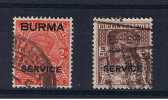 RB 727 - Burma Myanmar 2 Service Stamps Used - India Interest - Myanmar (Burma 1948-...)