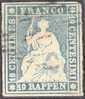 Schweiz 1854- Strubel 10 Rp. Grüner Seidenfaden Weissrandig Zu#23A SH23A3 Mi#14Ib - Used Stamps