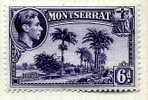 Montserrat King George VI 1938 6d Violet, Perf. 13, Hinged Mint (A) - Montserrat