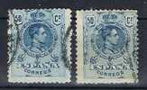 Sellos 50 Cts Alfonso XIII Medallon 1909, VARIEDAD Edifil Num 277 Y 277a º - Used Stamps